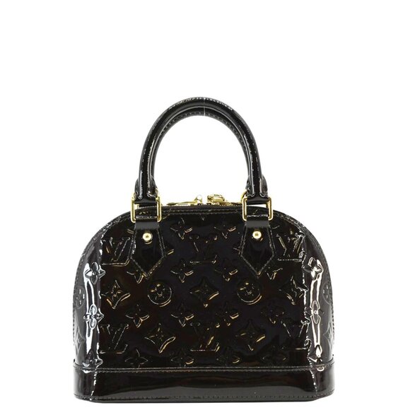 Louis Vuitton  Alma BB Monogram Vernis Satchel Bag Dark Burgundy - Picture 3 of 13